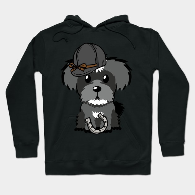 Funny schnauzer is ready to ride a horse Hoodie by Pet Station